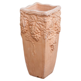 种花王大爷 通陶陶盆欧式粗陶花盆红陶盆复古粗陶盆浮雕阳台花盆