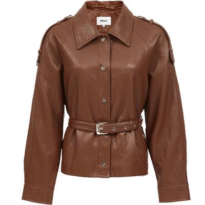 ONLY插肩袖宽松PU夹克外套