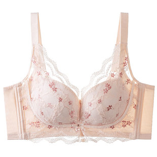 熳洁儿内衣女小胸聚拢高颜值刺绣蕾丝文胸无痕美背上薄下厚不空杯