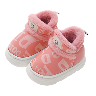 儿童冬季棉拖鞋加厚加绒保暖舒适防水防滑男童女宝宝包跟小孩棉鞋