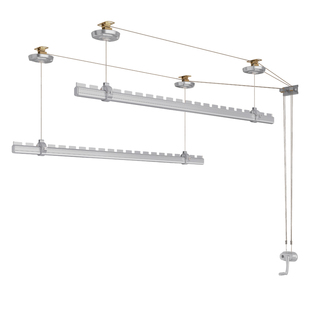 威尔森手摇升降晾衣架阳台手动旋转款家用吊顶双杆式晒衣杆包安装