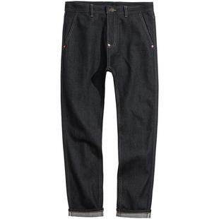 深蓝色原浆牛仔裤男款冬新款休闲直筒宽松原色硬朗痞帅长裤子潮