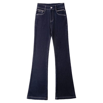 丹宁蓝高腰小个子微喇牛仔裤女