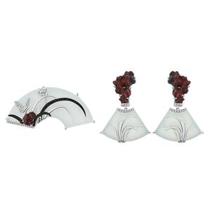 CIGALONG龙梓嘉墨兰凝香和田玉胸针耳钉S925梨满园新中式珠宝