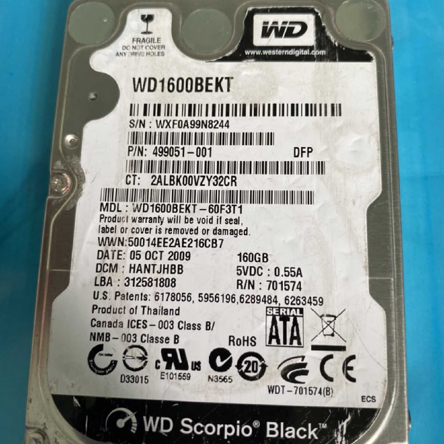 议价数控硬盘WD1600BEKT