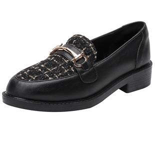 英伦风小皮鞋女鞋子2025春秋新款乐福鞋黑色软底百搭平底豆豆鞋