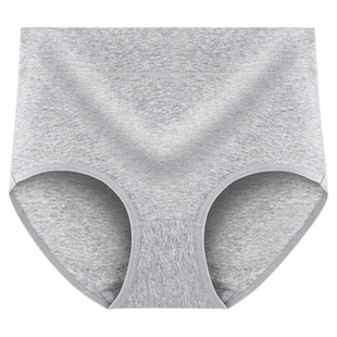 女士内裤高腰收腹不勒纯棉宽松透气胖mm大码不夹屁股纯色三角裤