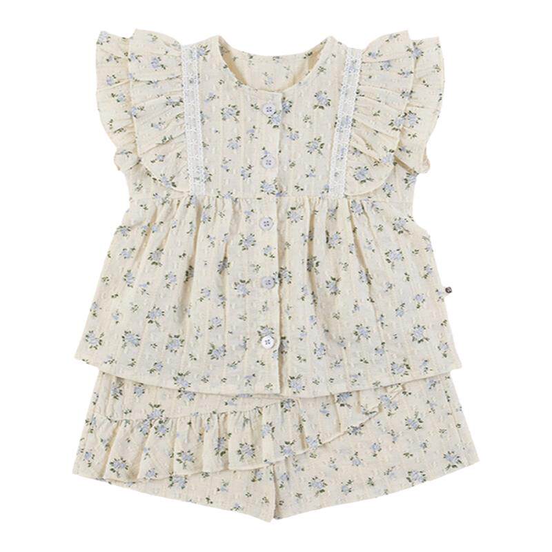 KIDSCLARA韩国女宝宝夏天夏季衣服薄短袖套装两件套女婴儿童周岁