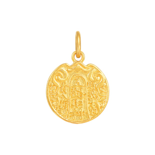 明牌珠宝古法黄金五路财神吊坠 足金纳福项坠莲花女款挂坠AFC0847