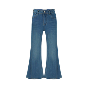 【闲适】SYT自制 时尚简约休闲风修身显瘦笔挺九分喇叭裤牛仔裤女