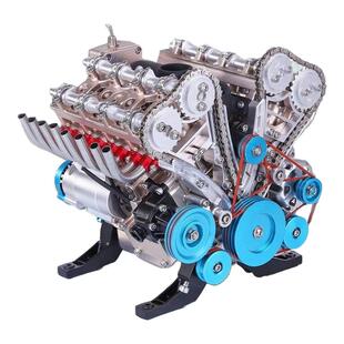 土星文化发动机模型全金属拼装可发动迷你汽车引擎玩具V8四缸组装