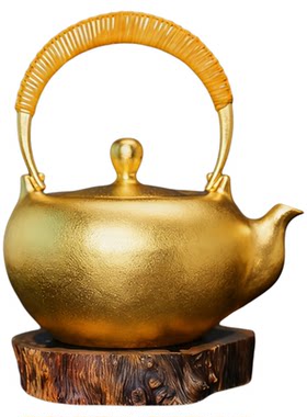 义清堂纯手工黄金口耳一体茶壶