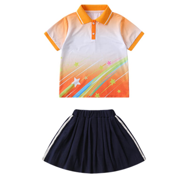 夏季小学生渐变色短袖园服套装