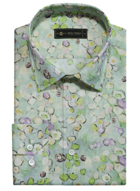 【早春新品】男士花卉印花纯棉衬衫高端痞雅时尚长袖衬衫春秋款男