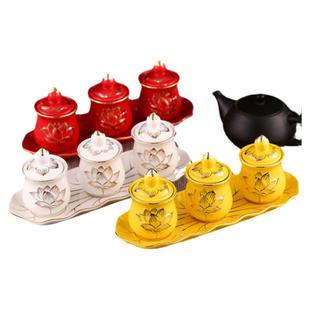 佛前供杯家用摆件莲花杯大悲水佛具陶瓷观音圣水杯佛堂供佛净水杯