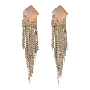 银针爱心方形金属流苏耳环欧美夸张高级感耳钉新款潮小众耳饰耳环