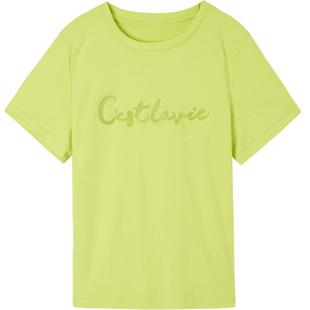 URLAZH有兰春秋新款纯棉苹果绿休闲宽松圆领简约短袖T恤女