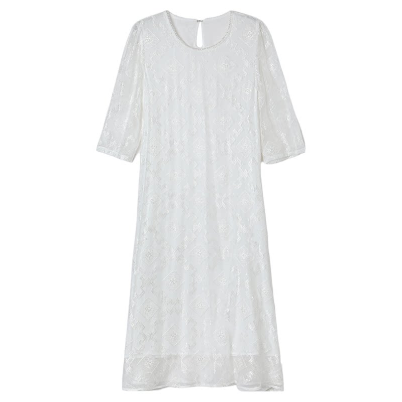 夏季重磅真丝韩系刺绣连衣裙