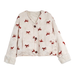 利达 NEW DADADA【素白红驹】时尚休闲修身气质两面穿外套YHM4205