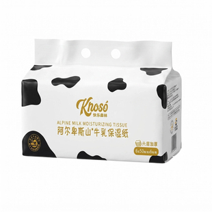 KNOSO快乐森林阿尔卑斯山牛乳保湿纸巾6层180*152mm婴儿6包/提装