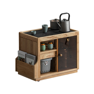 白蜡木茶水柜家用小型可移动茶台烧水壶一体实木茶边柜茶桌侧边几