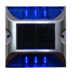 太阳能红蓝双色爆闪灯道路交通警示灯铸铝道钉货车尾灯防追尾边灯