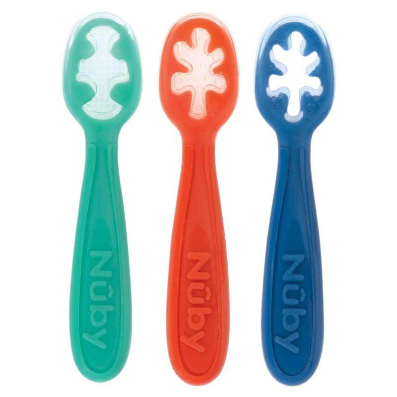 Nuby努比三阶段硅胶魔术训练沾勺儿童餐具辅食勺沾沾勺自主进食勺
