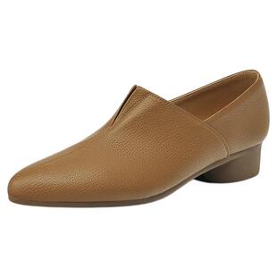 星期六羊皮单鞋女新款春季尖头乐福鞋子真皮黑色通勤小皮鞋女