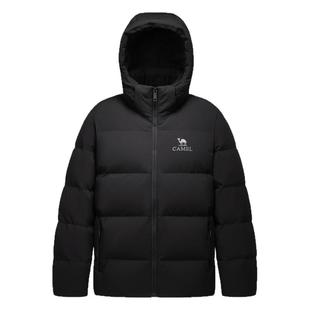 骆驼男装三防羽绒服男冬季2025连帽加绒加厚保暖短款防寒外套