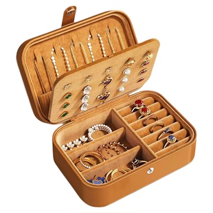 首饰盒高档精致耳环耳钉收纳盒手饰戒指项链黄金便携式饰品盒新款