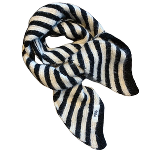 韩国egg经典黑白条纹含羊毛针织围巾女冬季长款百搭学生保暖围脖