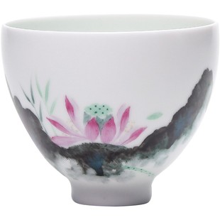 三勤堂微瑕粉彩品茗主人杯茶具景德镇手绘功夫茶杯手工斗彩单杯子