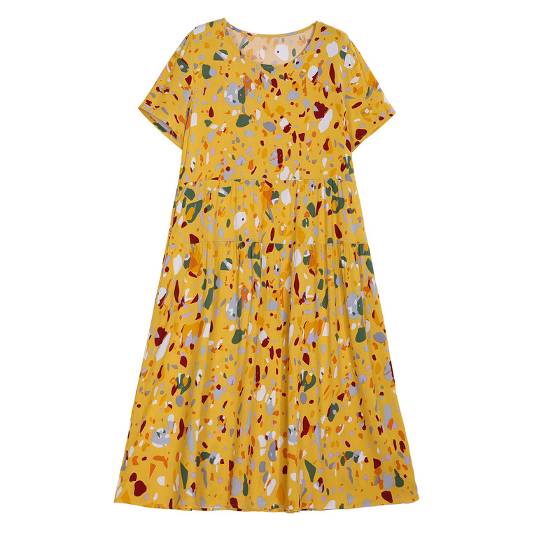 中老年妈妈夏季短袖棉绸连衣裙女宽松大码显瘦外穿遮肉睡衣长裙子