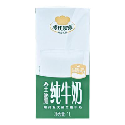 蒙牛爱氏晨曦纯牛奶1L*12盒全脂纯牛奶咖啡奶茶饮品蛋糕烘焙商用
