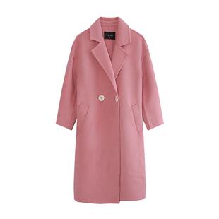 vilan/慧兰粉色双面呢子大衣女2025秋冬新款加厚羊绒外套毛呢大衣