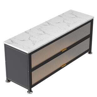 厨房置物架落地多层岩板餐边收纳储物柜多功能微波炉家用碗橱柜子