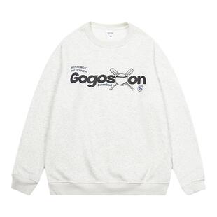 GOGOSOON冬季圆领宽松卫衣460g男加绒休闲学生套头潮上衣