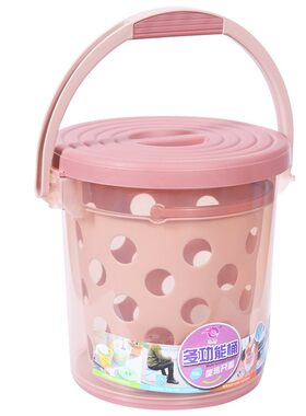 加厚塑料圆桶带盖可坐水桶