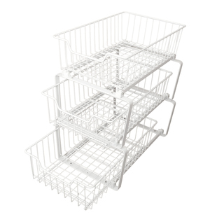 衣柜收纳抽屉拉篮免打孔金属网篮衣帽间内置改造滑轨分层抽拉隔板