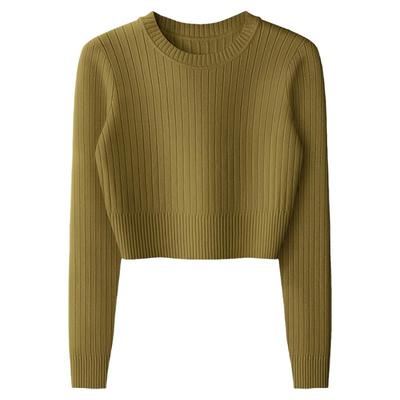 欧货高腰短款长袖套头毛衣