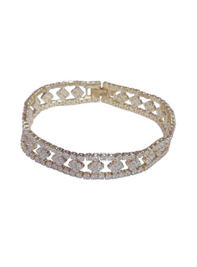 轻奢百搭满锆镂空宽边手链