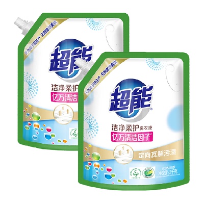 超能洗衣液植翠低泡鲜艳亮丽香味