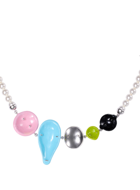 FWISH彩色珐琅外星朋友珍珠项链