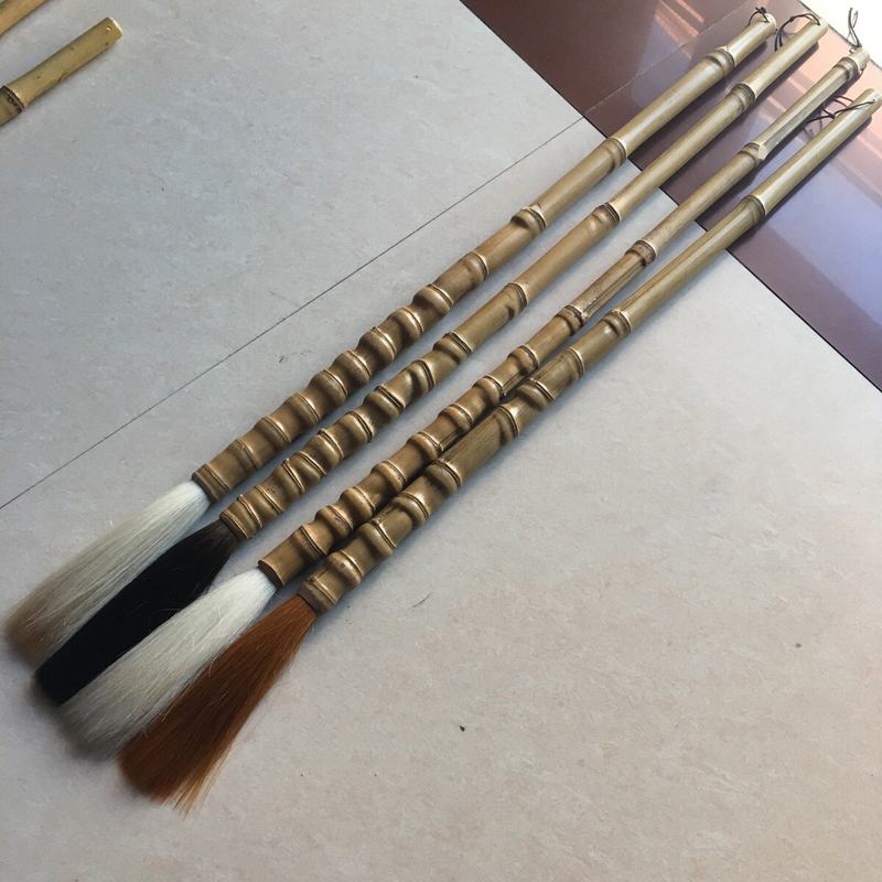 批发罗汉竹子笔杆地书毛笔大字老人兼毫羊毫广场水健身地写笔书