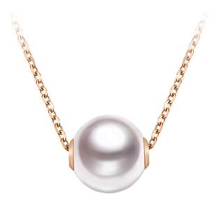 GiO珠宝 18k金Akoya海水珍珠项链女路路通吊坠单颗颈链锁骨链