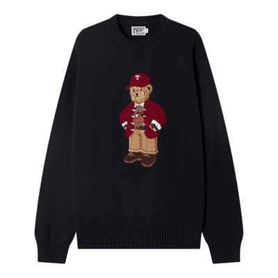 Teenie Weenie小熊男装日常休闲微阔微落肩提花刺绣圆领套头毛衣