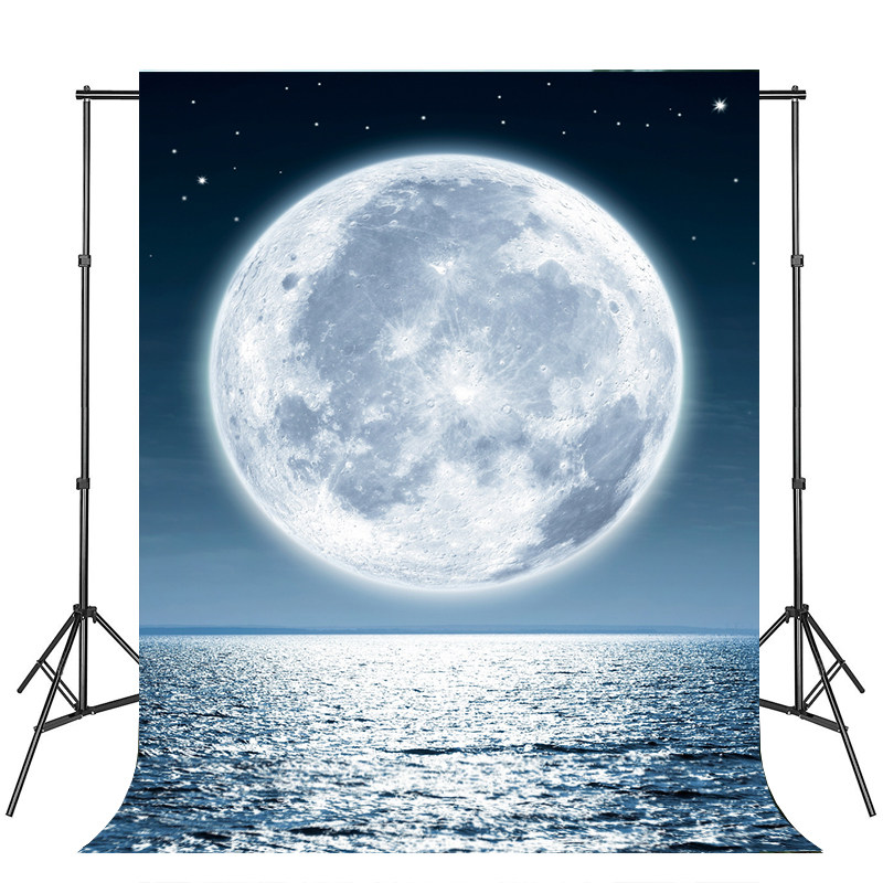 海上明月星空摄影背景布自拍装饰