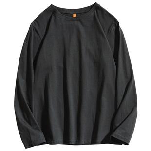 长袖T恤男春秋新款宽松潮流纯色打底衫内搭衣服男装休闲上衣圆领
