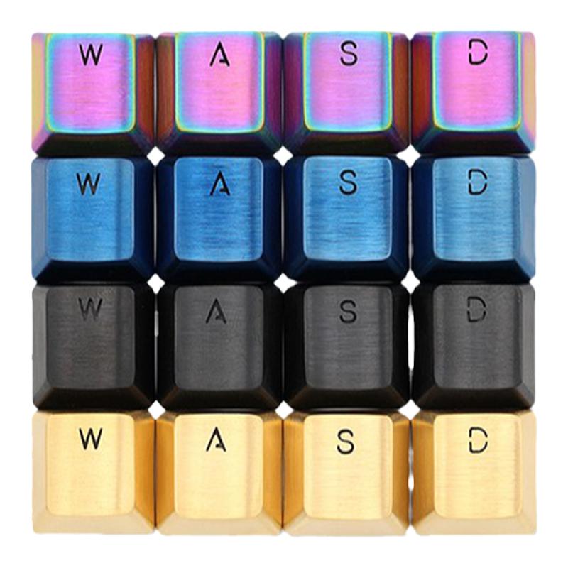 OG KEY WASD彩色PVD工艺机械键盘不锈钢全金属键帽 个性透光键帽