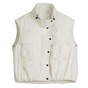 【自营】ELLE90白鸭绒短款无袖羽绒服女2024冬装新款休闲白色马甲